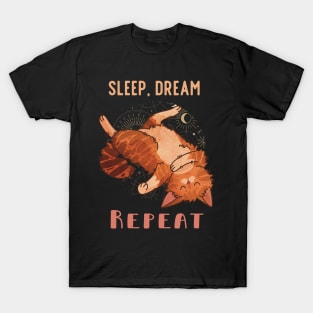 Sleep, Dream, Repeat - Red lazy Cat T-Shirt